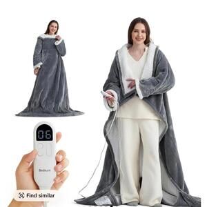 Bedsure Wearable Heated Blanket with Foot Pocket - Electric Snuggle Blanket for